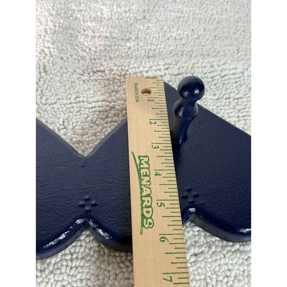 Vintage‎ Navy Blue Wooden Heart Wall Rack 4 Hook Country Home Decor